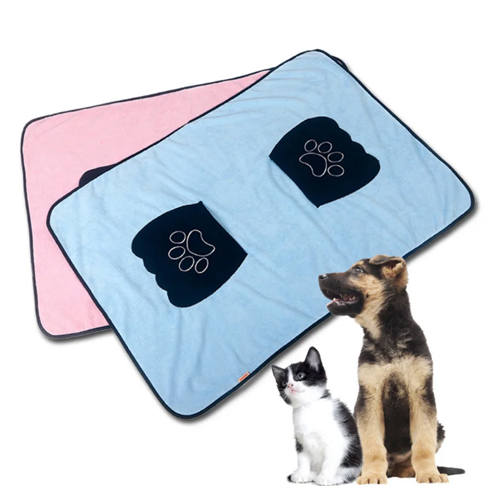 Сушильное полотенце для собак, ультравпитывающее полотенце для собак из микрофибры, мягкое полотенце из микрофибры с принтом лап, банное полотенце высокого качества, продукт для домашних животных