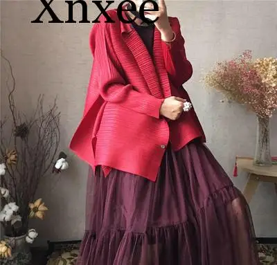 Женская плиссированная рубашка Xnxee однобортная Свободная со стоячим воротником