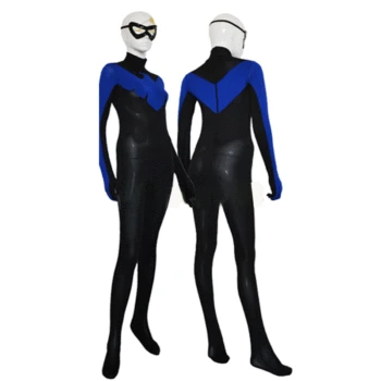 

Nightwing Costume Black and Royal blue Superhero Costume Spandex Zentai Cosplay Costume Hot Sale Free Shipping