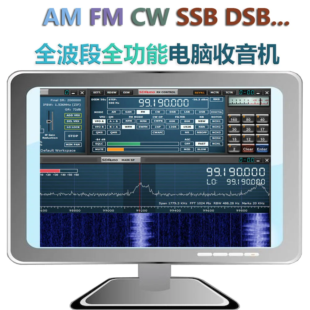 Широкополосный полнофункциональный 12bit SDR приемник SDRPLAY RSP1 RSP2 RTL-SDR HackRF обновление AM FM HF SSB CW приемник Полнодиапазонный радиоприемник