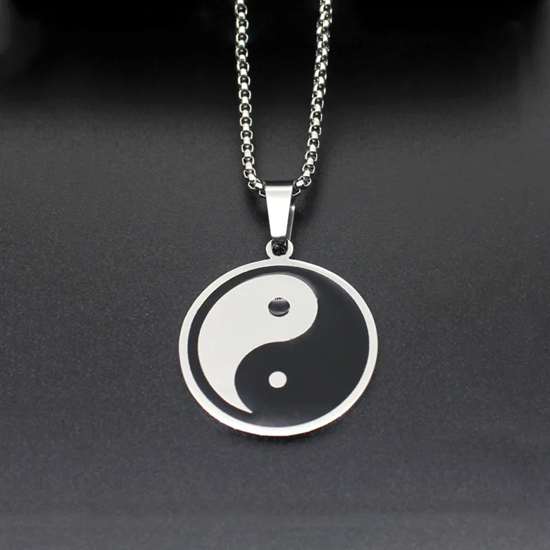 

Yin Yang Charms Necklace Tibet Bagua Array Black White stainless steel Pendant Necklace Lucky Chain For Women man Jewelry