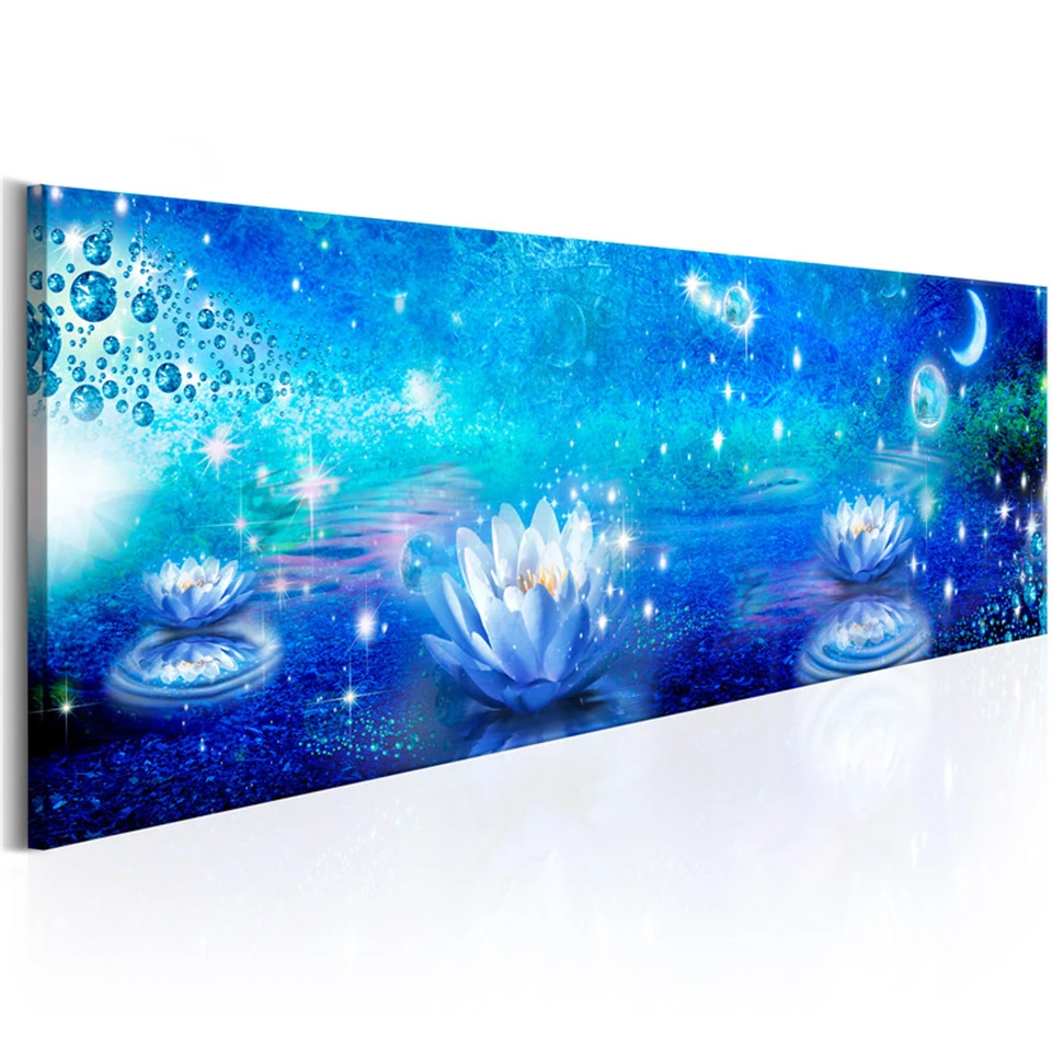 Lotus-Flowers-Wall-Art-Moon-Prints-Aquatic-Plants-Poster-Bright-Abstract-Canvas-Painting-for-Living-Room (1)