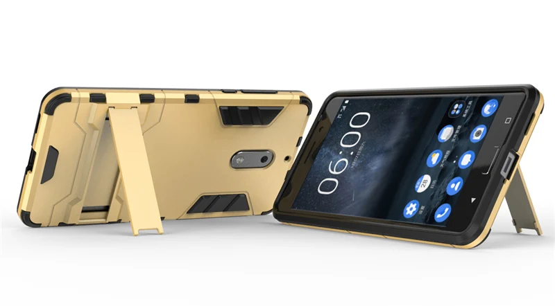 2 in 1 Hard PC+Soft Silicone TPU Rugged Rubber Kickstand Case For Nokia 6 Six Matte Armor Shockproof Phone Holder Cover Shell (20)