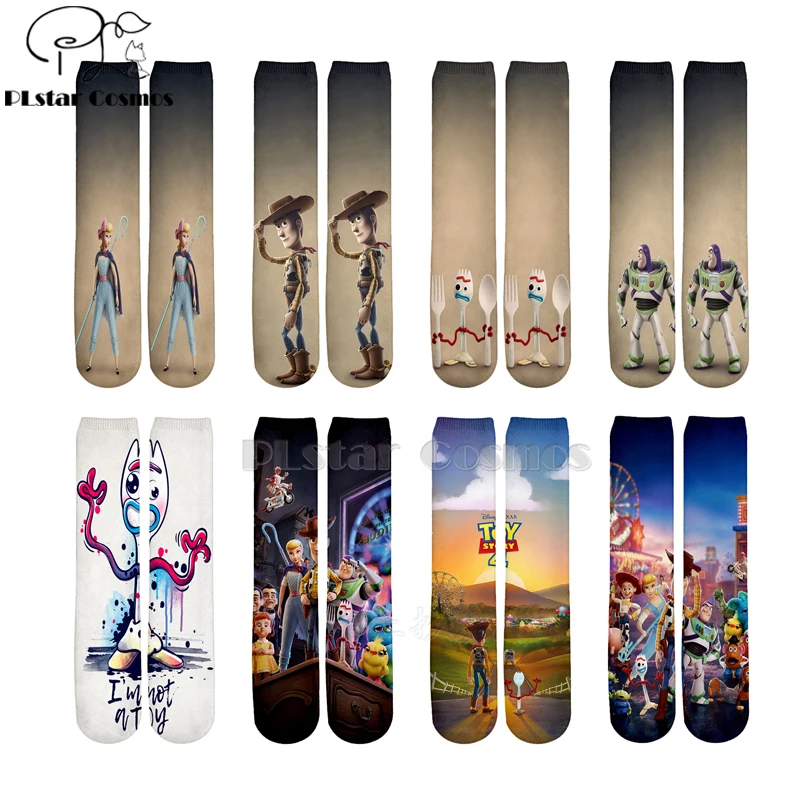 

Plstar Cosmos Toy Story 4 socks Cartoon 3d socks Men Women Funny 3D High Socks Men Women high quality Sheriff Woody Forky socks
