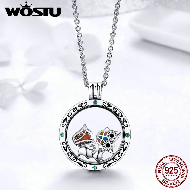 WOSTU New Style 925 Sterling Silver Licorne, Owl, Cat, Tree Of Life Petites Charm Fit Original Floating Necklace DIY Jewelry