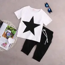 2 Pieces Children Sets Age 5-6 years old Baby Boys Clothes Star Tops Cotton T-shirt and Harem Pants Outfits Set