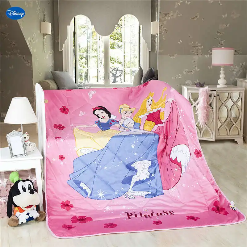 

Pink Disney Princess Quilts Summer Comforters Bedding Cotton Bed Cover 3D Printed Mermaid Cartoon Bedroom Decor Girls Children's