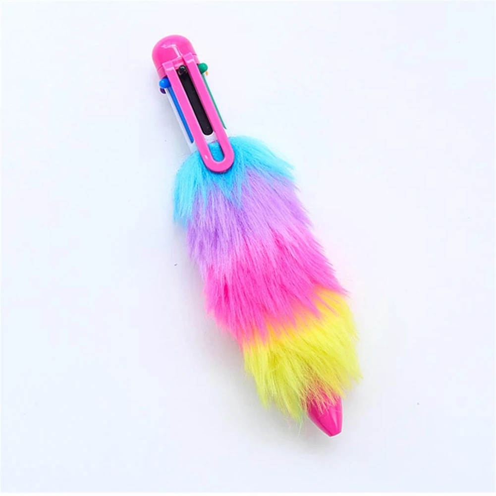 Креативная шариковая ручка милая искусственная плюшевая шестицветная пластиковая шариковая ручка цвет великолепный многоцветный для письма для офиса