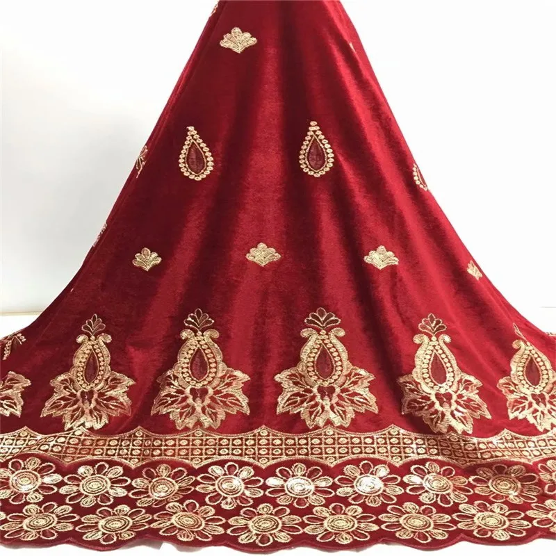

Velvet Embroidery Guipure Cord Lace Fabric High Quality wine red Color African Lace Fabrics Latest Nigerian Lace Fabrics fc-2446