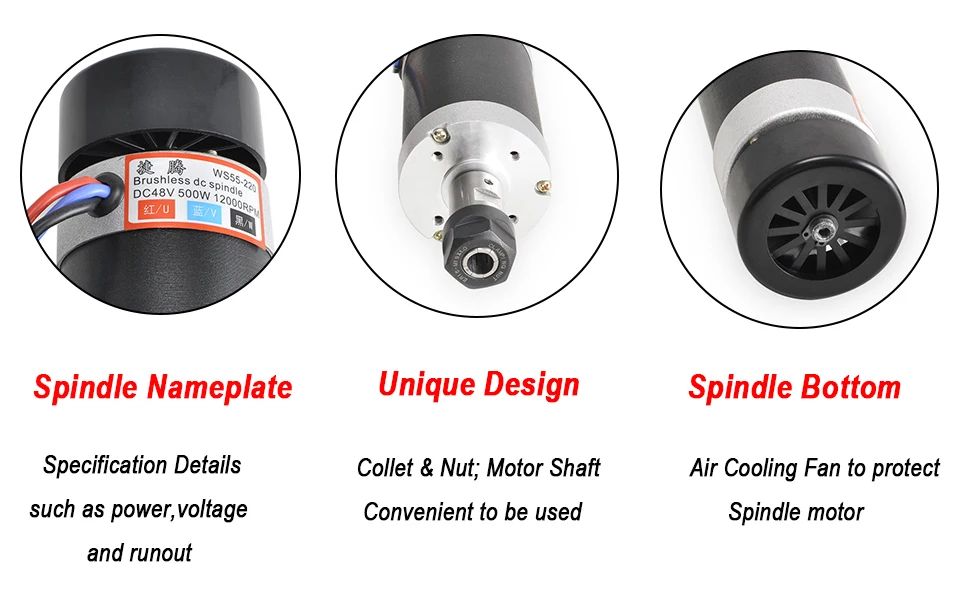 Шпиндель с воздушным охлаждением 500 Вт бесщеточный фрезерный мотор фрезерный станок с ЧПУ шпиндель ER11/ER16 цанговый 55 мм зажим Монтажный кронштейн для гравера