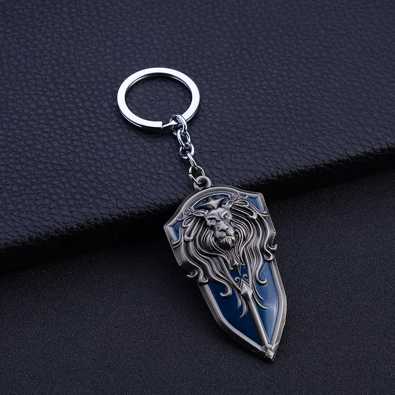 

WOW Game World of Warcraft Lion Keychain Antique Silver Lion King Head Copper Alloy Charms Key Pendant Chaveiro