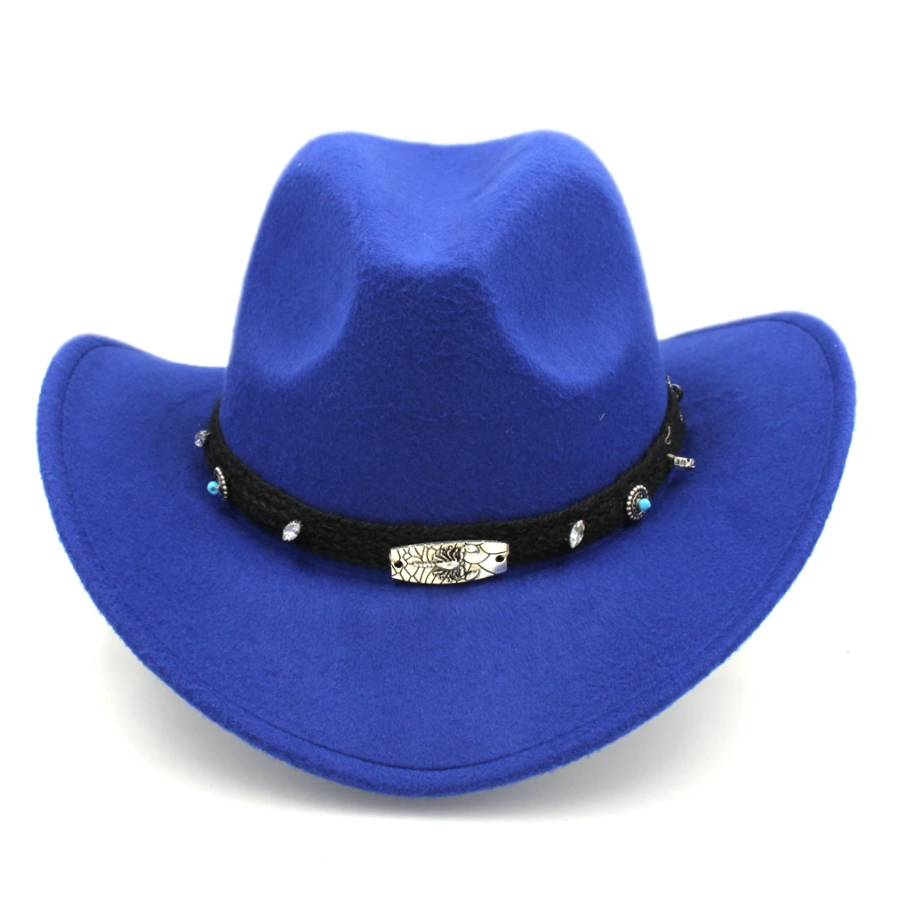 Mistdawn, Ретро стиль, унисекс, ковбойская шляпа в западном стиле, для верховой езды, ковбойская Кепка с широкими полями, w/Скорпион, плетеная лента, размер 56-58 см - Цвет: Синий