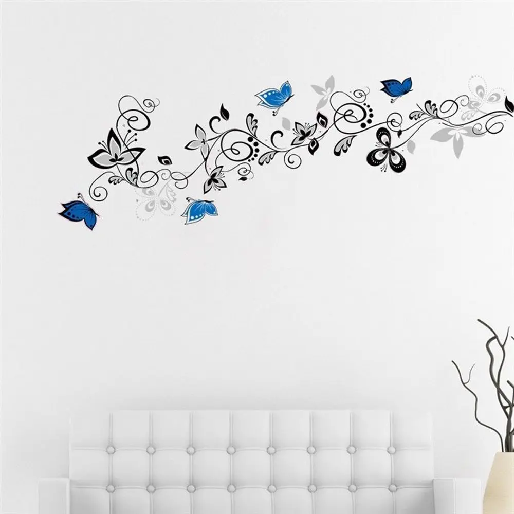 Flower Vine Butterflies Wall Stickers Living Room Decor Home Decals Exquisite Art Mural Pvc Print Posters Home Room Decorations