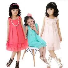 Girl Clothes Dress Summer Lace Round Neck Hollow Vestido Infantil Pearl Necklace Decoration 4-10 Y Child Quality Clothing 2019