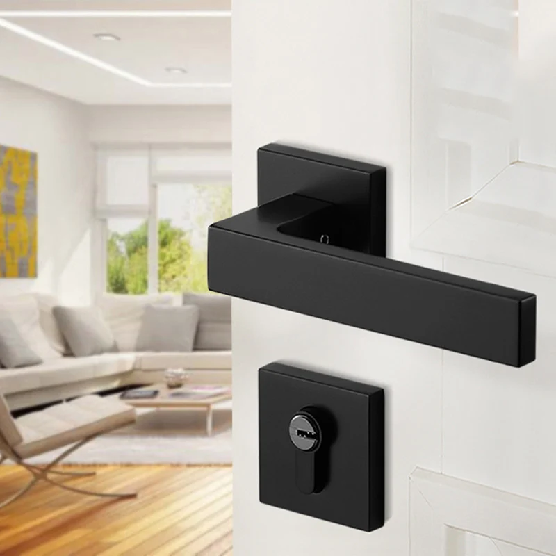 

Black Mute Door Lock Set Reversal Door Lock Kit for 35-50mm Doors Zinc Alloy Handle ALI88