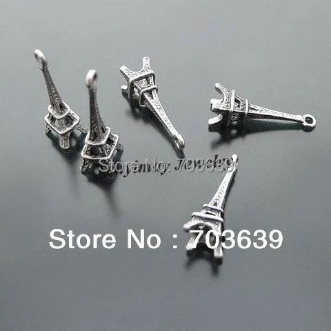 

Fashion Silvery 8x23mm Eiffel Tower Necklace Pendant 50pcs/Lot Free Shipping