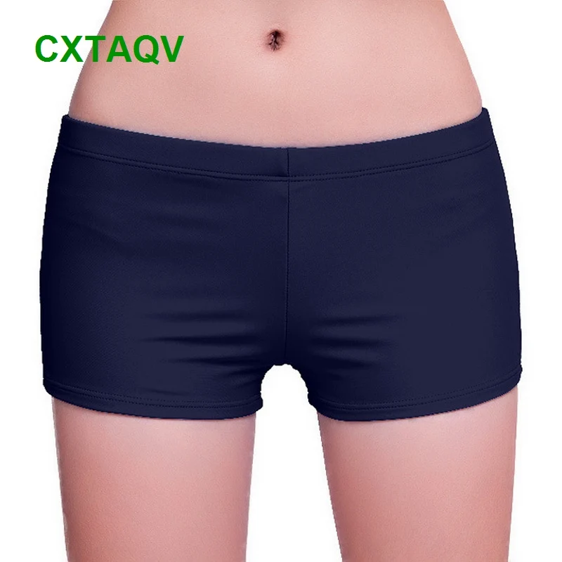 

2018 New Sexy Authentic Nylon Two Piece Separate Simple Solid Beach Shorts High Waist Swimsuit Pants Water Sports Safety Pants