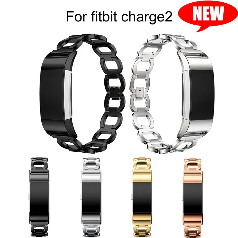 Розовое золото для Fitbit Charge 2 Нержавеющая сталь Часы наручные браслеты Charge2 Смарт