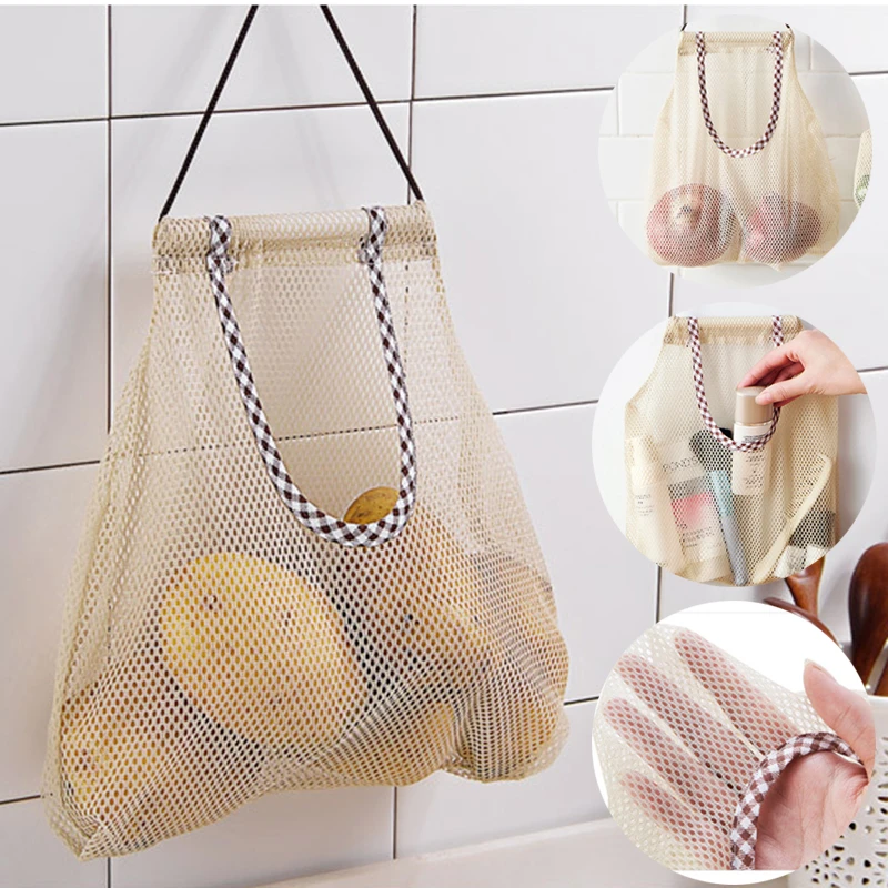 Bolsa de almacenamiento creativa para cocina, malla colgante de plástico para verduras, ajo, de basura, organizador de artículos diversos, bolsas de malla reutilizables|Bolsos y cestas| - AliExpress