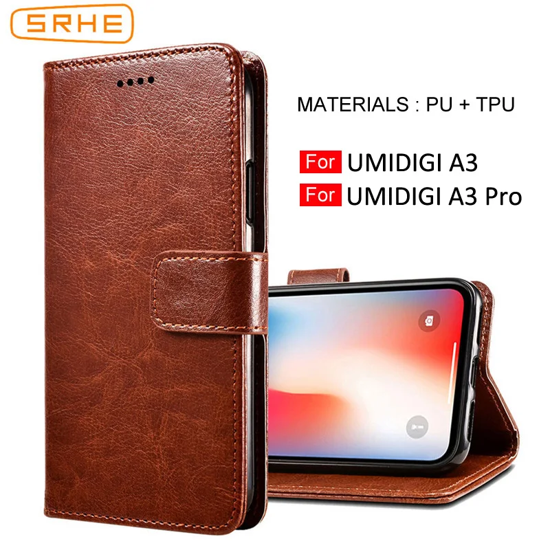 

SRHE For Umidigi A3 Pro Case Cover Flip Leather Wallet Silicone Cover For Umidigi A3 A3Pro Cases With Magnet Holder