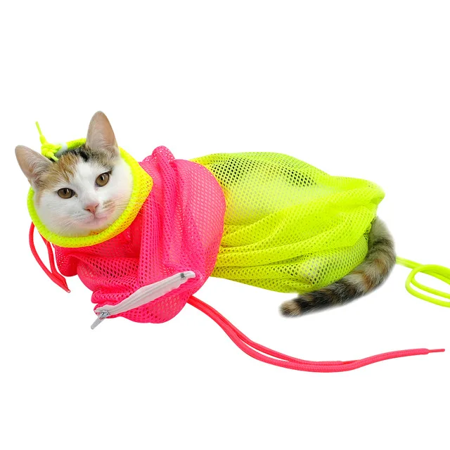 Multi Function Mesh Cat Washing bath Bag Adjustable For Pet Bathing