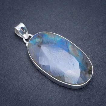 

Natural Blue Fire Labradorite Handmade Unique 925 Sterling Silver Pendant 2" A1595