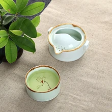 Чайник Celadon, 1 чайник, 1 чашка, антикварный фарфор, портативный дорожный чайный сервиз, чашка Quick, чайник Gaiwan. Керамический чайный набор кунг-фу
