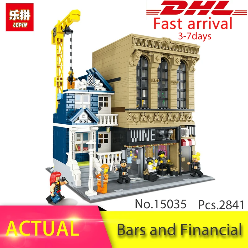 

15035 2841Pcs Creative MOC The Bars and Financial Companies Set Children Educational Building Blocks Bricks Toys