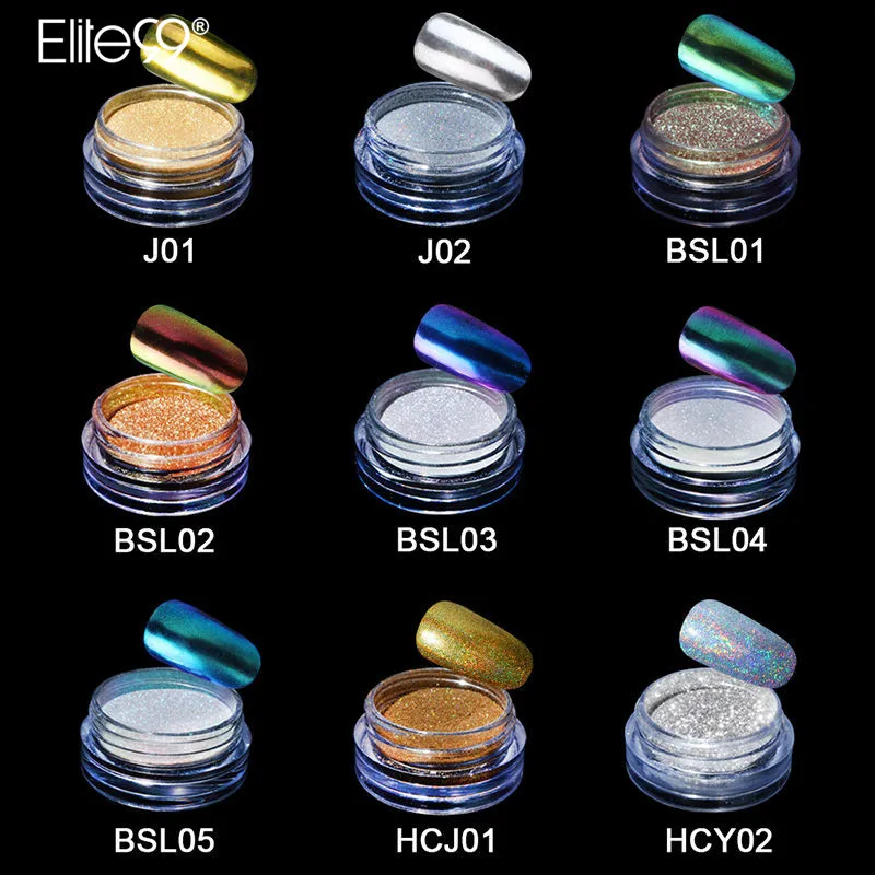 

Elite99 1g Shinning Mirror Nail Glitter Powder Gorgeous Nail Art Chrome Pigment Glitters Dust for UV Mirror Effect Polish Nail