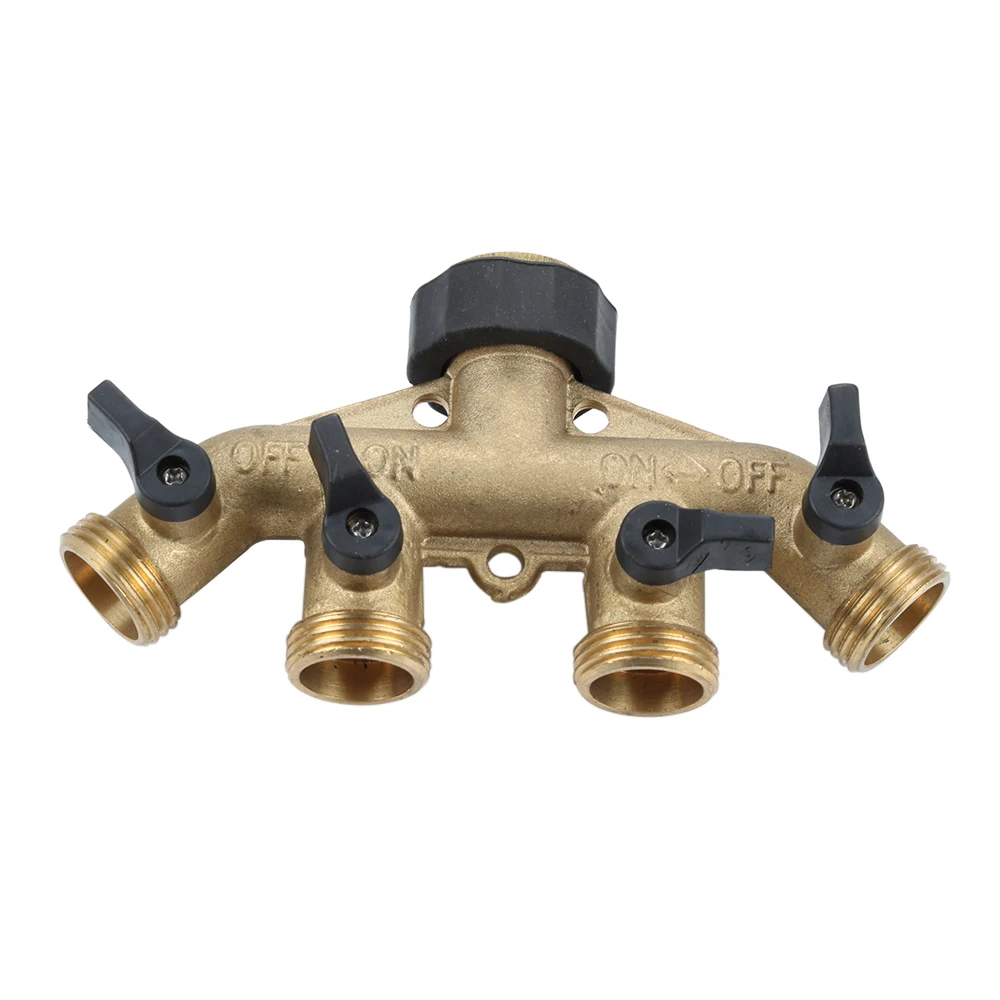 Brass Garden Hose Pipe Splitter 4 Way Tap Connectors 3/4'' Hose Pipe Connector for Garden Brass Garden Hose Pipe Splitter 4 Way Tap Connectors 3/4'' Hose Pipe Connector for Garden