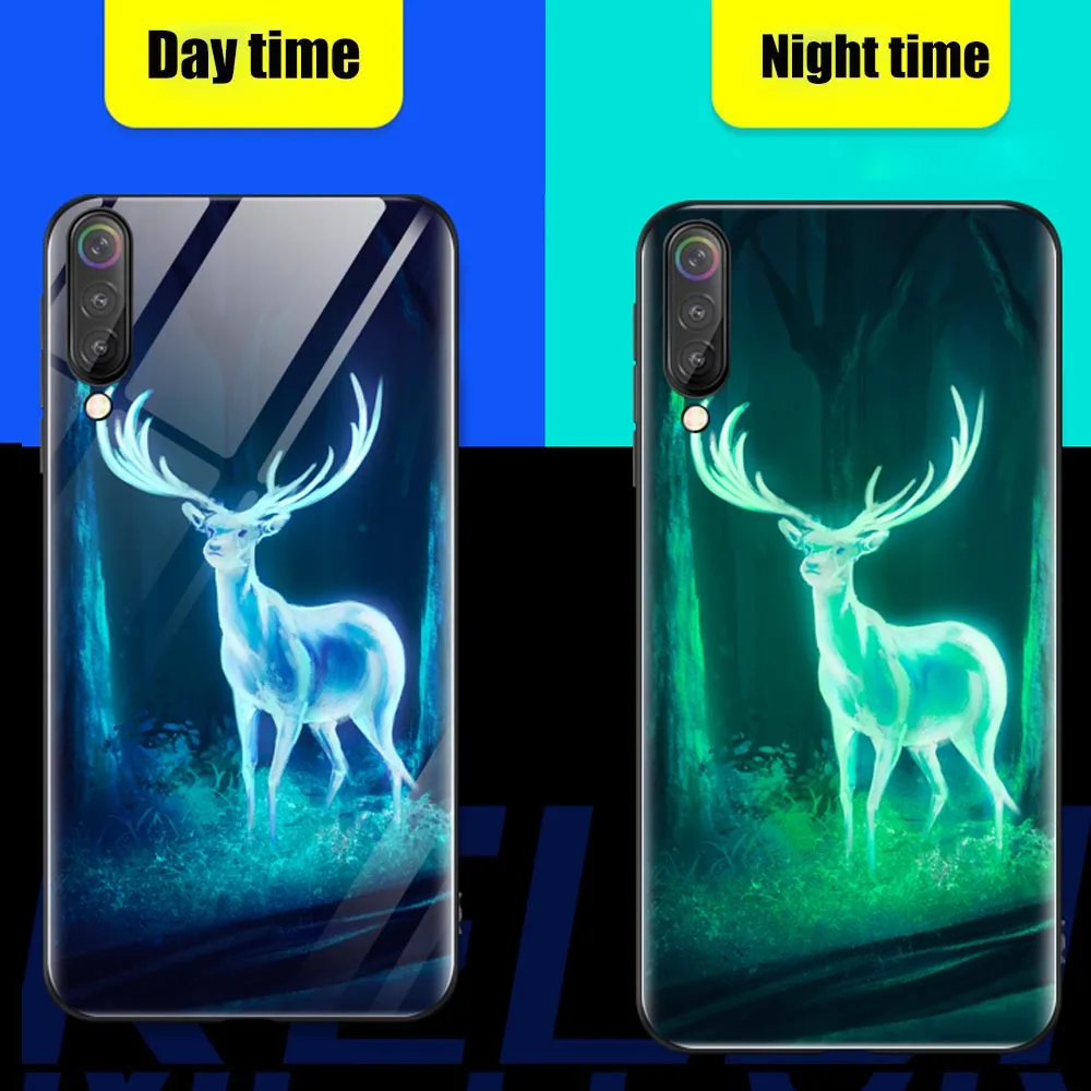 Luminous Tempered Glass Case For Xiaomi Mi 9 Soft TPU Silicone Edge Phone Cases For Xiaomi Mi 9 Mi9 6.39 Cover Xiomi Mi9 Coque   (10)
