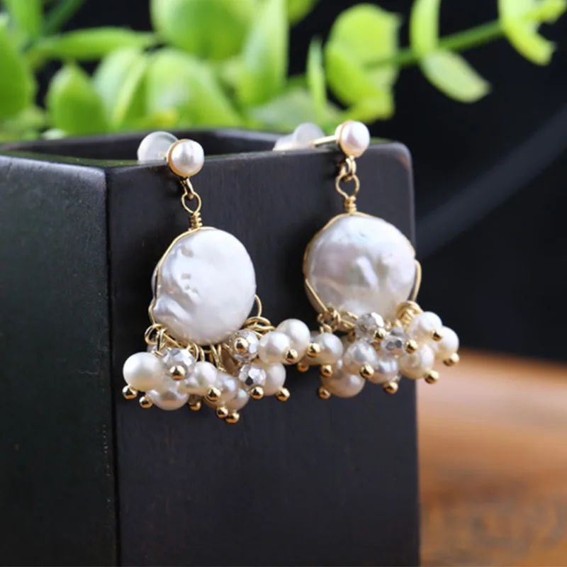 

Lanseis Charm Leave Exquisite Big Pearl Earrings, 1Pcs Unique Party, Wedding, Spring Style, Design Handmade Jewelry For Women