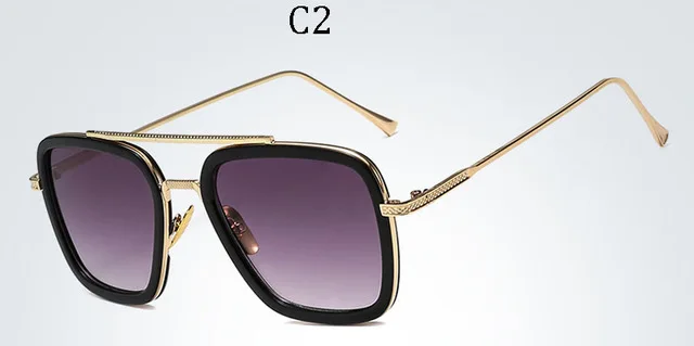 DPZ Мстители Tony Stark Flight 006 стильные солнцезащитные очки авиаторы Мужские квадратные брендовые дизайнерские UV400 Солнцезащитные очки Oculos De Sol - Цвет линз: C2