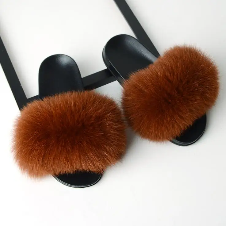 Для женщин пушистые тапочки женские милые плюшевые Fox волос Мягкие тапочки Для женщин меховые тапочки зимние теплые тапочки для Для женщин меховые шлепанцы