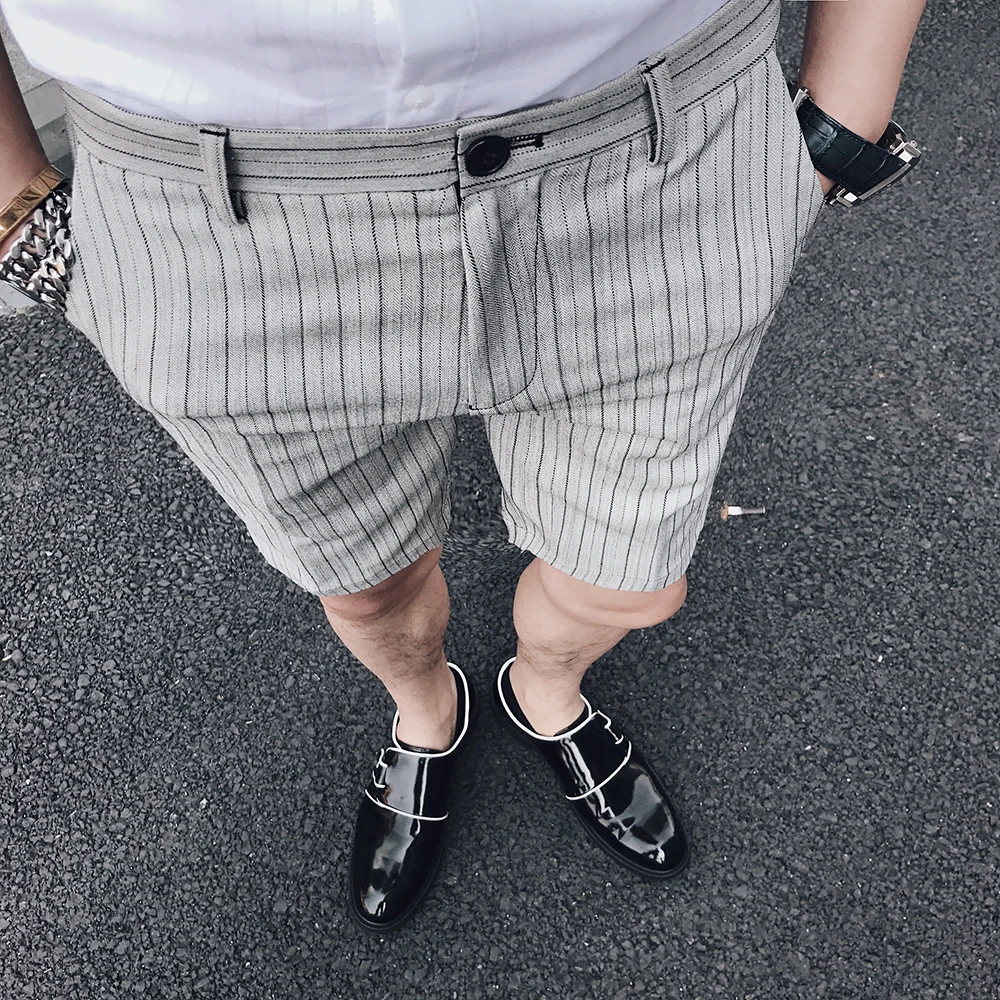 Новинка, мужские летние штаны в полоску, британский стиль, брендовые узкие брюки, модные повседневные мужские штаны