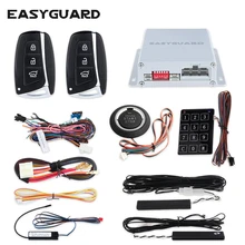 Smart car alarm kit PKE psssive keyless entry system with remote engine start & push button start, touch password entry backup remote engine start stop passive keyless entry car alarm kit 433 92mhz push button start stop and touch password entry