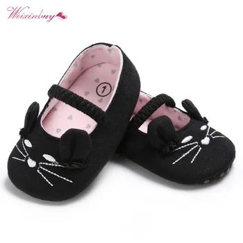 

WEIXINBUY Baby Girls Shoes Cute cat soft bottom anti-skid Shoes Infant Toddler First Walkers Soft Soled Cotton Kids Shoe
