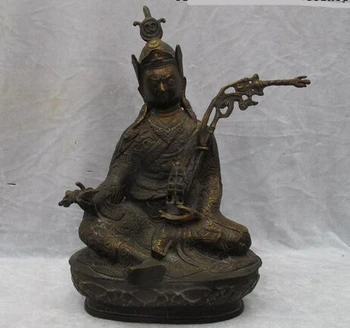 

bi001804 Tibet Buddhism Copper Bronze Hand-carved master Padmasambhava Buddha Statue