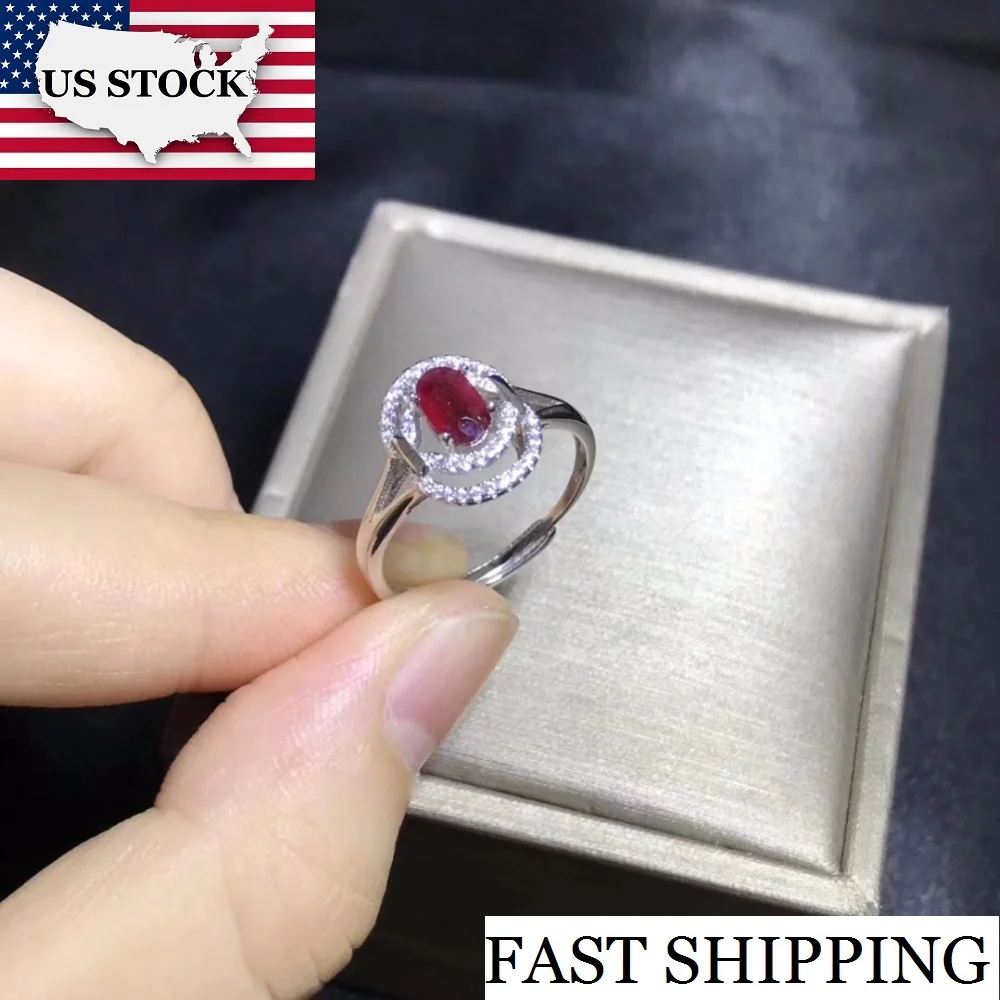 Oval Ruby 925 Sterling Silver Ladies Ring Red Gemstone Jewellery Gift Box 