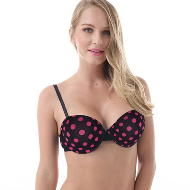 MiaoErSiDai Polka Dot Printed Half Cup Bra Push Up Bras For Women 32 34
