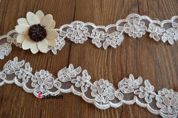 

Embroidery flower organza lace Trim wedding dress fabric Dress, veil, headdress, jewelry costume, DIY Embroidery lace