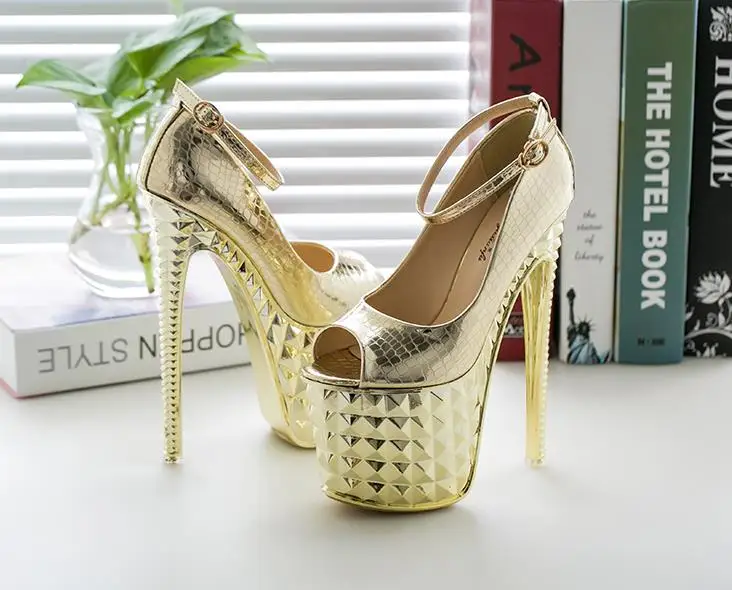 

Spring and summer new 20cm fish mouth hate sky high nightclub shoes Liu Ding bride shoes.