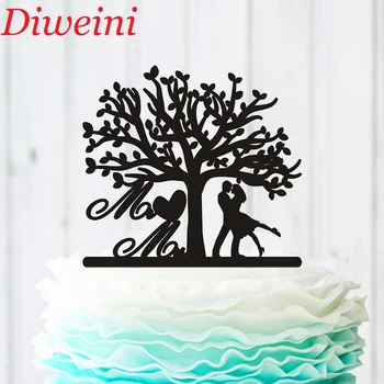 

Rustic Wedding Cake Topper Tree, Silhouette Couple Dancing Cake Toppers,Funny Mr and Mrs Cake Topper Party Cake Decor Supplies