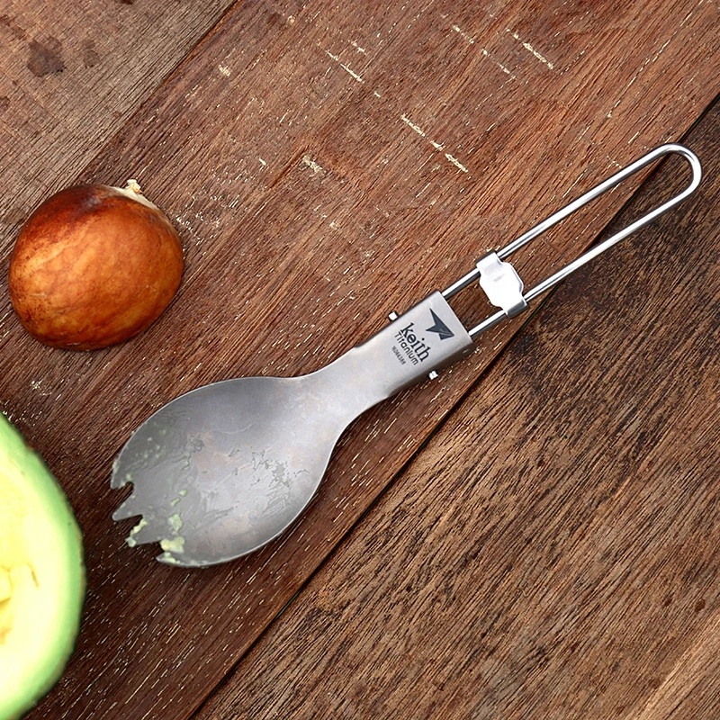 Keith Titanium Spork plegable camping cubiertos viajes tablewares picnic al aire libre senderismo conveniente Tenedores cuchara 17.5g ti5301