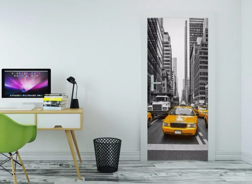 door-stickers-office-teenager-s-room-virtual-category-tyellow-taxis-in-new-york-city-usa