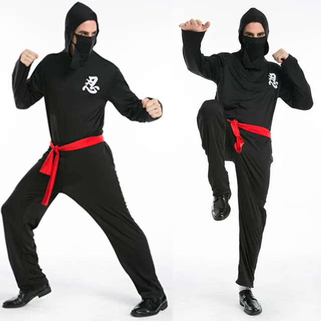 Halloween Adult Mens Black Hokkaido Martial Arts Ninja Warrior Costume