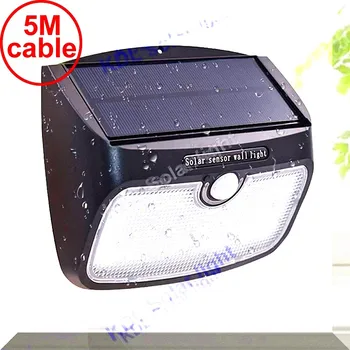 

split mounting 48 LED 900lm Solar Light PIR +motion+radar led Upgraded leds 5M cable street wall outdoor light for