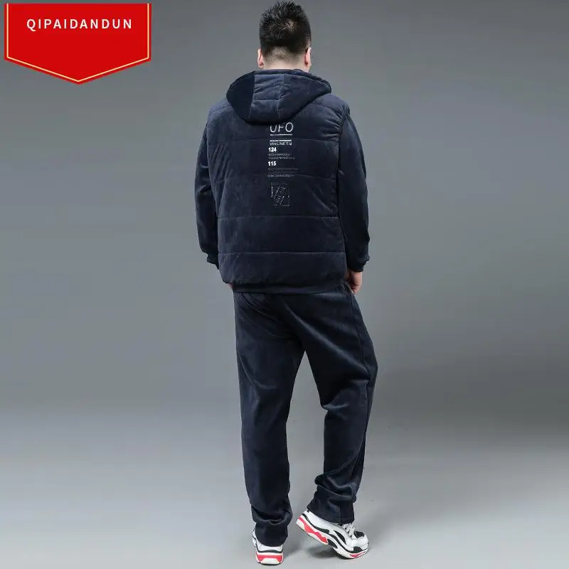 Casual Tracksuit Men Set 2018 Winter New Inner Fleece Thick Hooded Jacket + Pants Men's Two Piece Sets Warm Home Suit Male Casual Tracksuit Men Set 2018 Winter New Inner Fleece Thick Hooded Jacket + Pants Men's Two Piece Sets Warm Home Suit Male