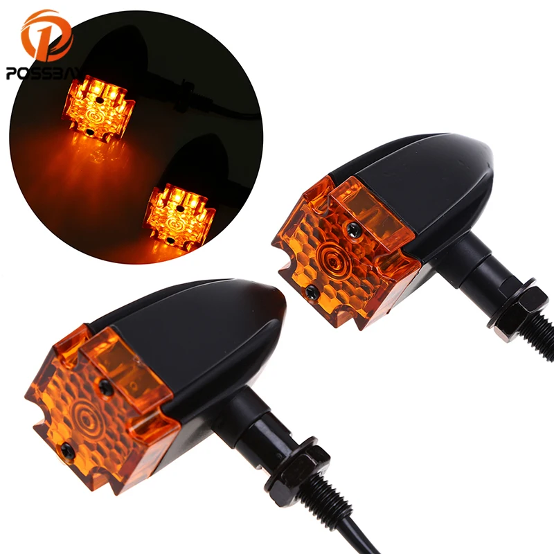 

POSSBAY Universal Motorcycle Turn Signal Light 2Pcs/1Pair LED Motorbike Moto Blinker Flasher Lights Indicator Stop Signal Lamp
