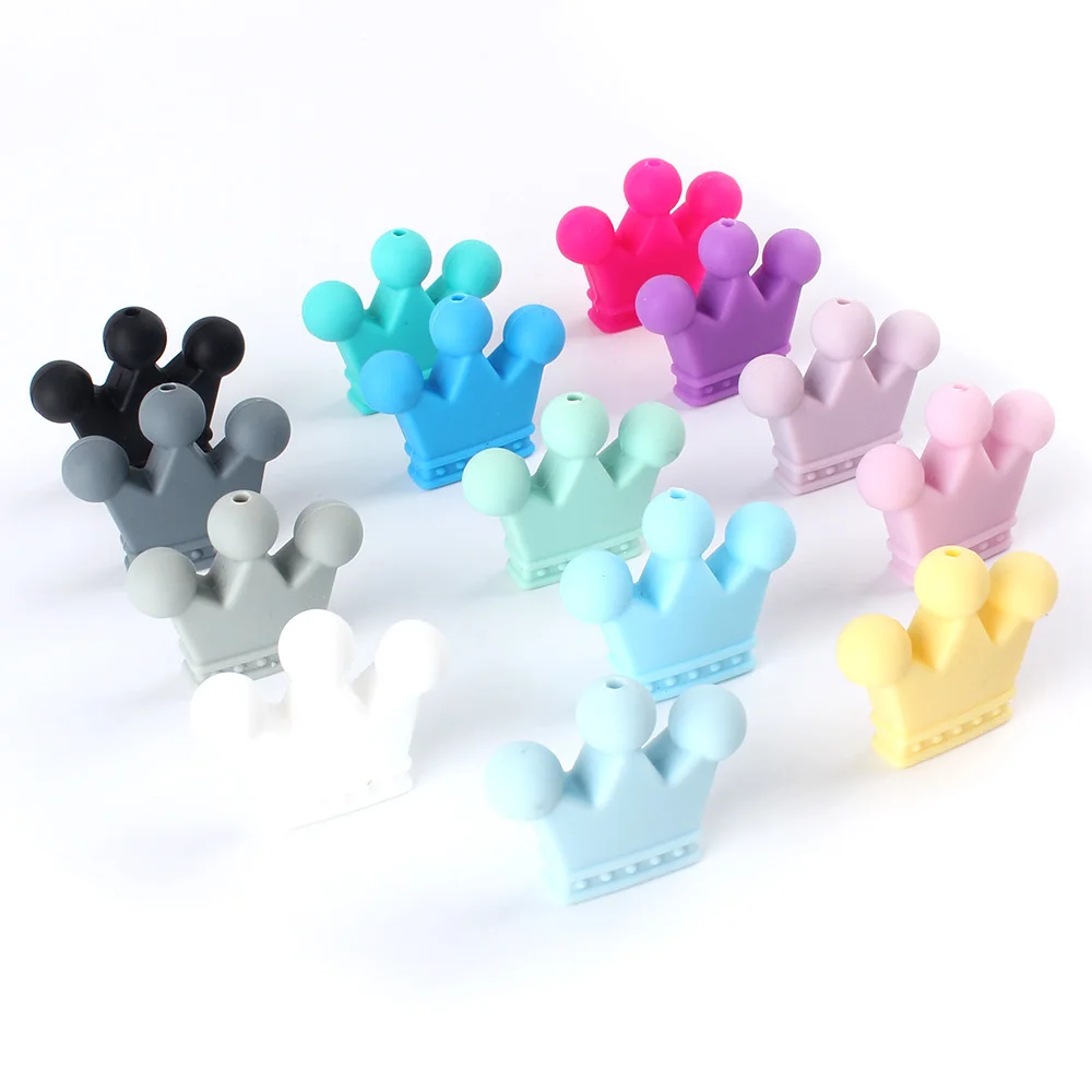 

300pcs 35mm Food Grade Crown Silicone Beads Teether Rodents Baby Teething Toy DIY Teethers Necklace Nursing Accessories And Gift